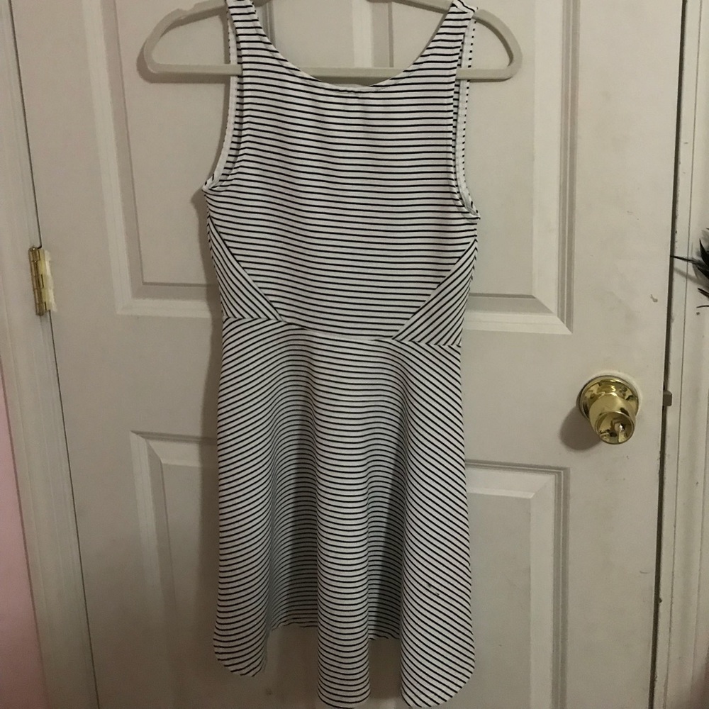 White and black stripped dress